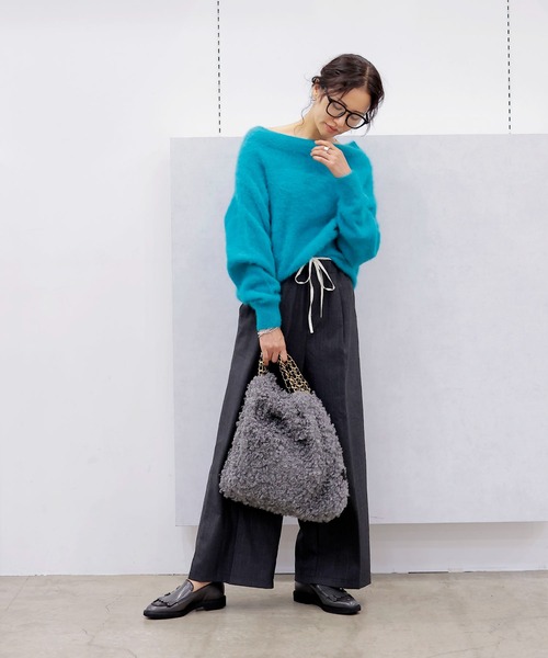 オフショルダーニットセーター AsheKsha ニット セーター 三色展開 オフショルダーニットトップス