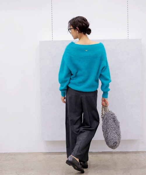 Jines（ジネス） ニット セーター フォックスカシミヤ オフショルダー