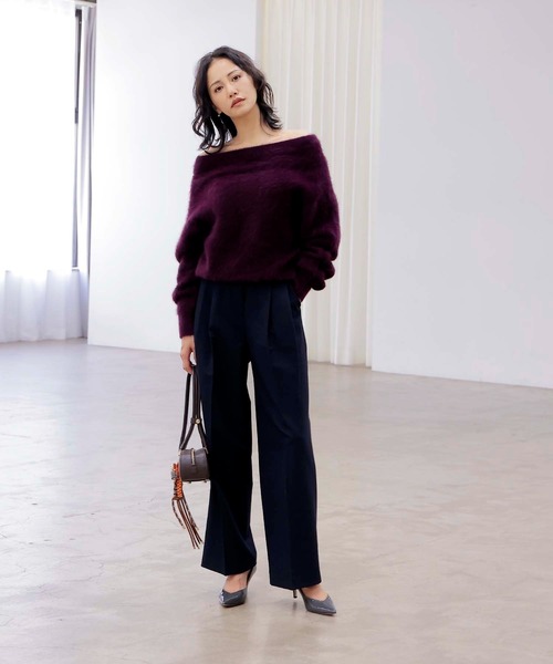 Jines（ジネス） ニット セーター フォックスカシミヤ オフショルダー