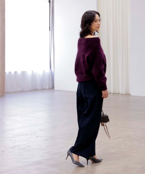 Jines（ジネス） ニット セーター フォックスカシミヤ オフショルダー