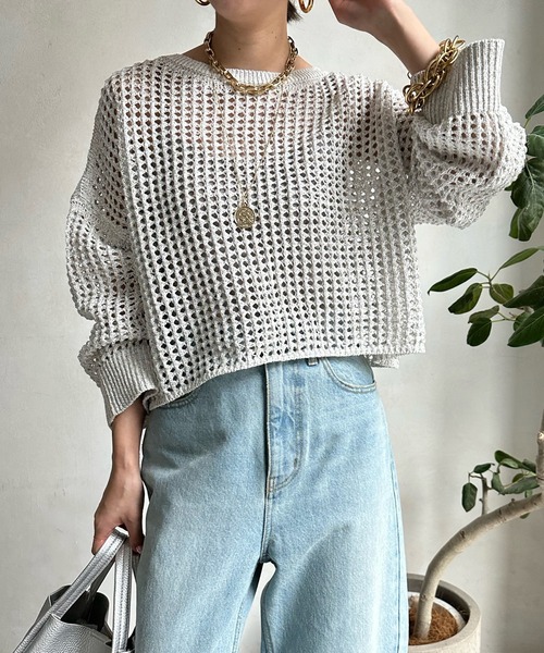 DouDou（ドゥドゥ） 長袖ニット FREE シルバー レディース : ZOZOTOWN