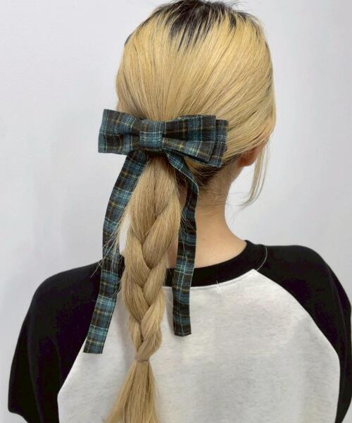WEGO（ウィゴー） ヘアクリップ WEGO/チェックロングリボンバンス