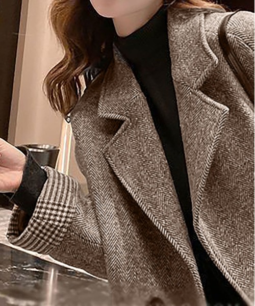 BLANC FICELLE ピーコート pコート ツイード Pコート レディース