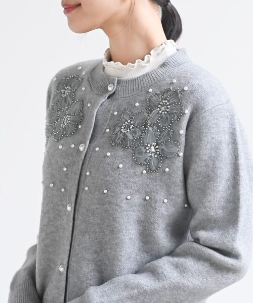 r・p・s（アールピーエス） カーディガン パールフラワーモチーフ