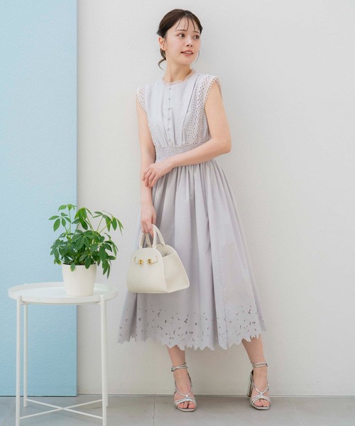 「NOELA」 ノースリーブワンピース S グレー レディース_画像3