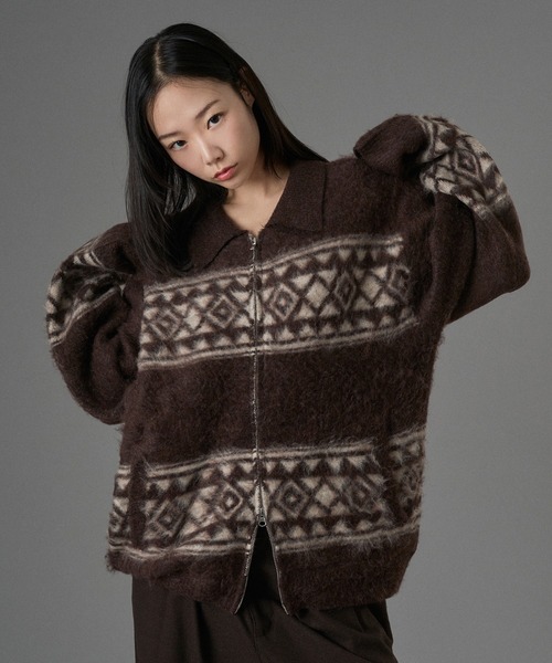 ONCILY（オンシェリー） カーディガン ASSORT SHAGGY ZIP KNIT