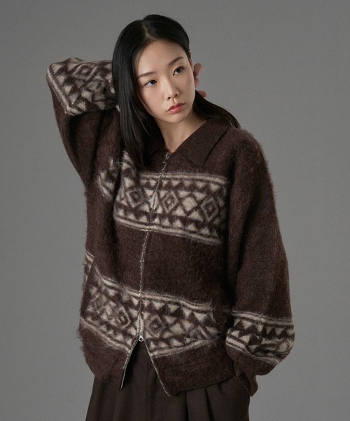 ONCILY（オンシェリー） カーディガン ASSORT SHAGGY ZIP KNIT