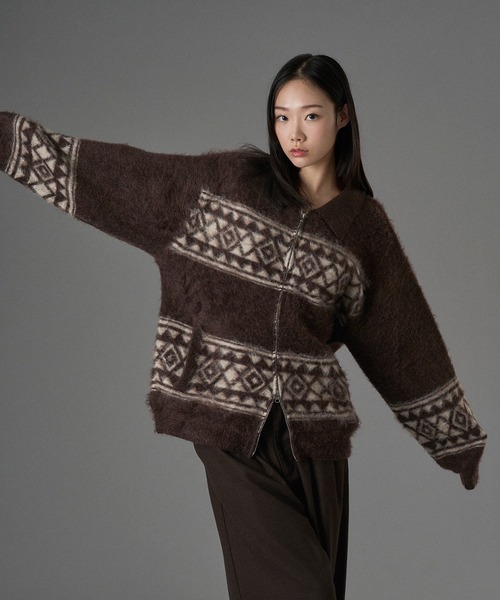 ONCILY（オンシェリー） カーディガン ASSORT SHAGGY ZIP KNIT