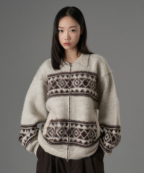 ONCILY（オンシェリー） セーター ニット ASSORT SHAGGY ZIP KNIT