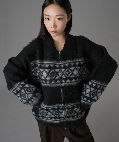ONCILY（オンシェリー） カーディガン ASSORT SHAGGY ZIP KNIT