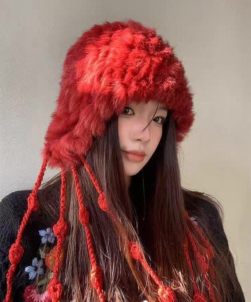 ニット帽 ニットキャップ Nia(ニア)/ニットフリンジファーキャップ