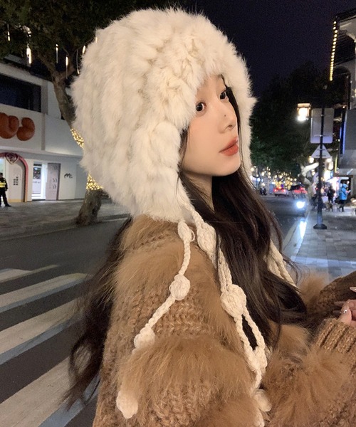 ニット帽 ニットキャップ Nia(ニア)/ニットフリンジファーキャップ