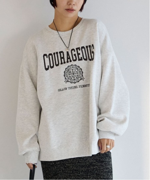 ポケット トレーナー スウェット カレッジロゴ刺繍プルオーバー