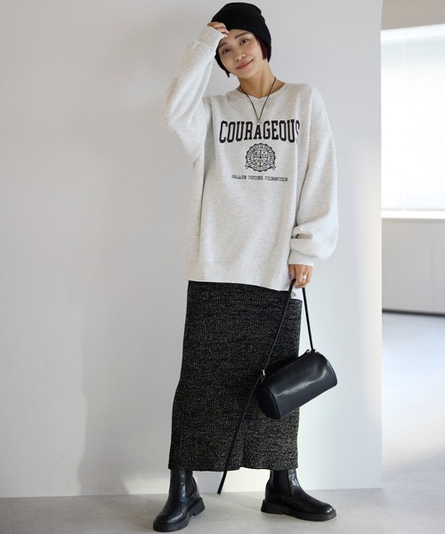 ポケット トレーナー スウェット カレッジロゴ刺繍プルオーバー