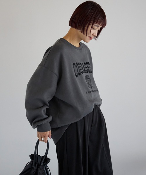 ポケット トレーナー スウェット カレッジロゴ刺繍プルオーバー