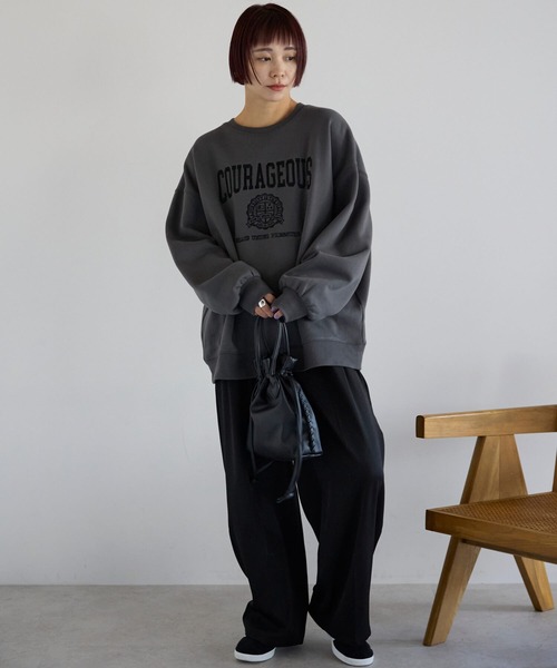 ポケット トレーナー スウェット カレッジロゴ刺繍プルオーバー