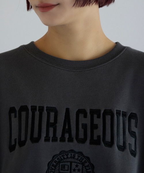 ポケット トレーナー スウェット カレッジロゴ刺繍プルオーバー