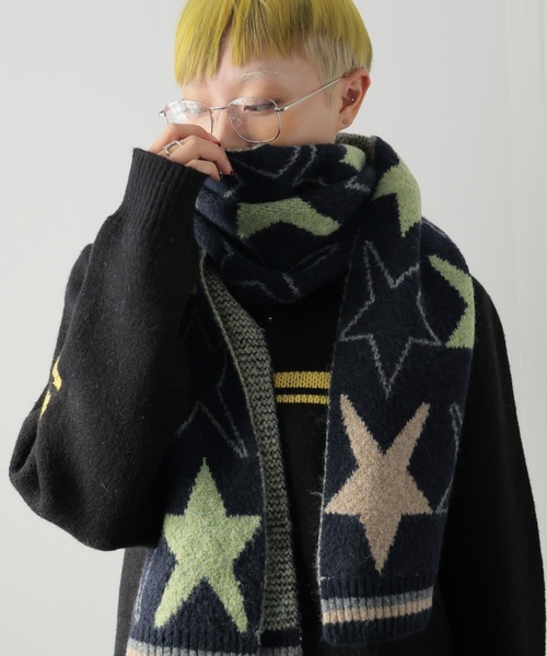 ULYSSES マフラー ストール 星柄ニットマフラー レディース : ZOZOTOWN