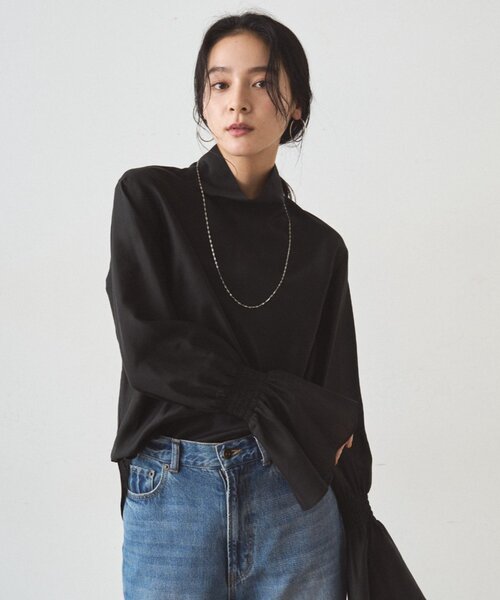 今期完売☆Loungedress ラウンジドレス シアーブルゾン ブラック☆新品 Loungedress（ラウンジドレス） ブラウス シャツ シアーハイネック