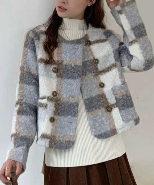 ヴィンテージ ノーカラージャケット 羽織りガウン アート柄 マルチカラー 着物風 リーフ柄 ノーカラージャケット ジャケット 長袖 送料無料・再再販