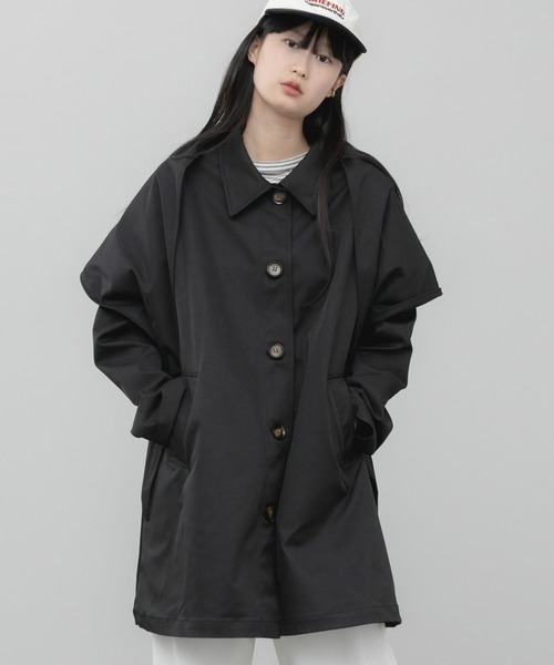 H.T 極美品】A.P.C. ナイロン ステンカラーコート ブラック TICCA | ナイロン ステンカラーコート WOMEN（ステンカラーコート