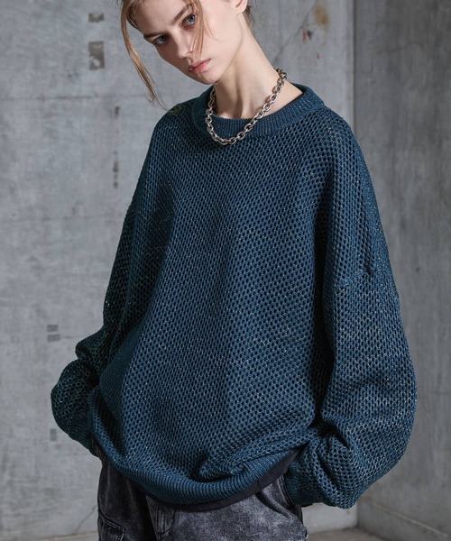 SERACE セーター ニット 「SERACE」Loose glitter mesh sheer knit 