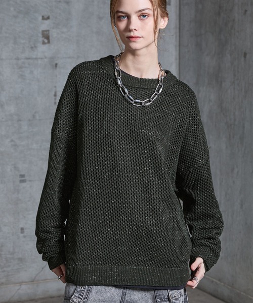 SERACE セーター ニット 「SERACE」Loose glitter mesh sheer knit