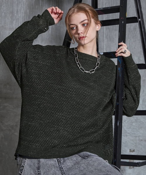 SERACE セーター ニット 「SERACE」Loose glitter mesh sheer knit