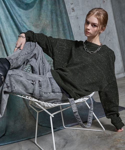 SERACE セーター ニット 「SERACE」Loose glitter mesh sheer knit