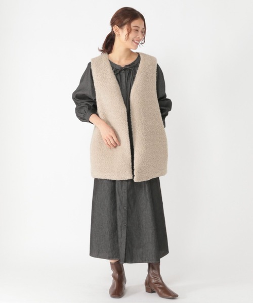 「studio CLIP」 ベスト FREE グレー レディース_画像8