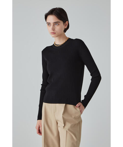 美品♪ADORE アドーア ウール混クルーネックリブニット 38 M 黒 長袖 ADORE（アドーア） ニット セーター ベーシックニット レディース