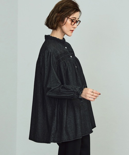 「SOMETHING」 長袖ブラウス SMALL ブルー レディース_画像7