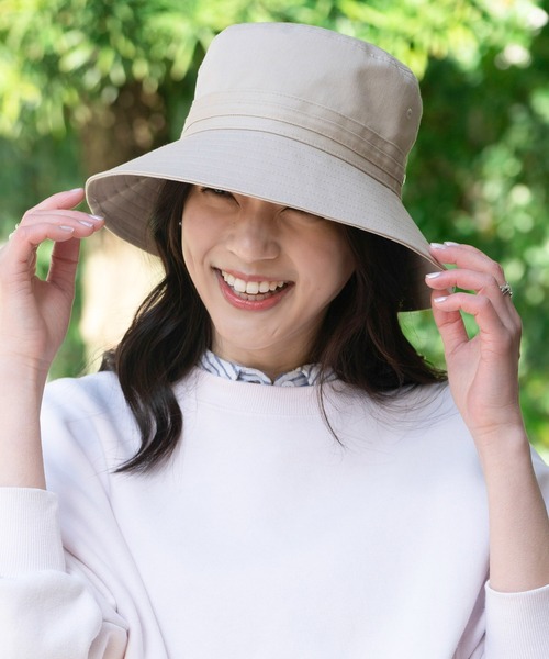 帽子 ハット ニューエラバケットハット BUCKET-03バケハ メタルロゴつば広ロングブリム顎紐付き ONSPOTZ別注 レディースの画像