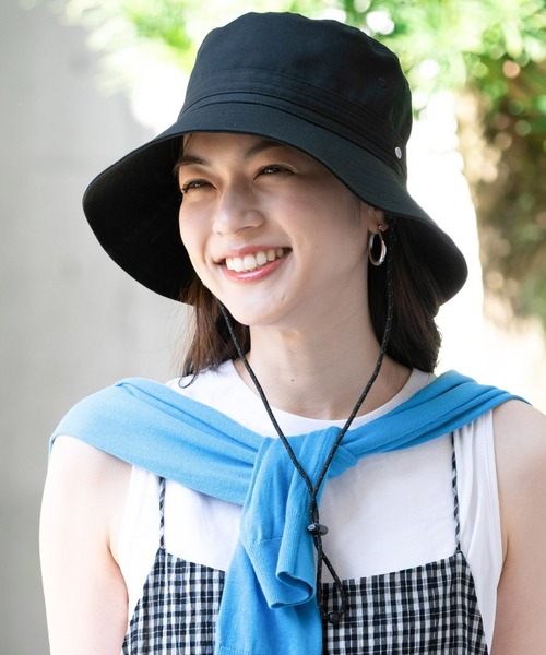 帽子 ハット ニューエラバケットハット BUCKET-03バケハ メタルロゴつば広ロングブリム顎紐付き ONSPOTZ別注 レディースの画像