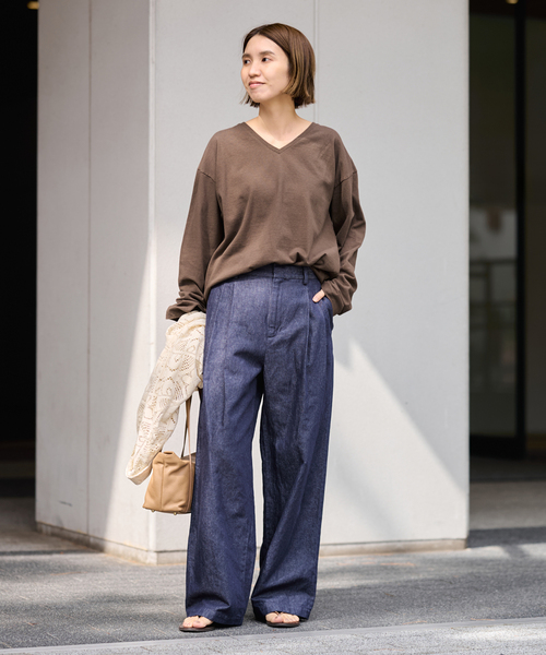 FRAMeWORK（フレームワーク） tシャツ コットンVネックTee レディース