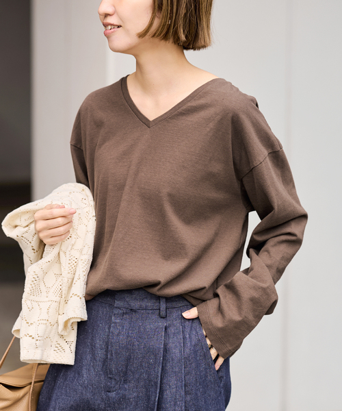 FRAMeWORK（フレームワーク） tシャツ コットンVネックTee レディース