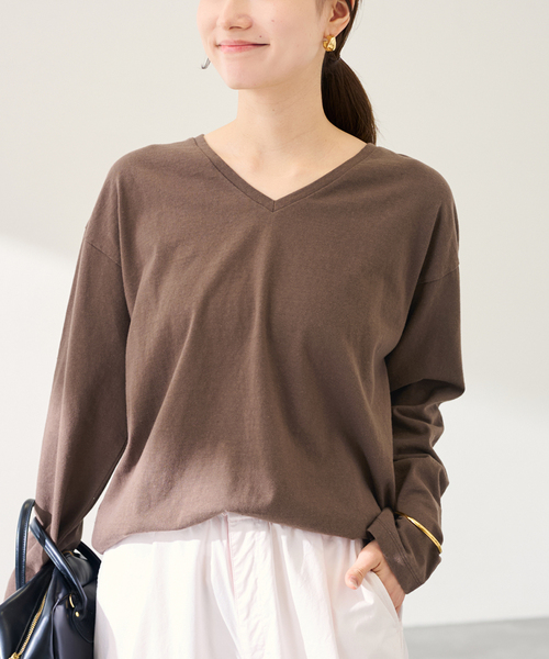 FRAMeWORK（フレームワーク） tシャツ コットンVネックTee レディース