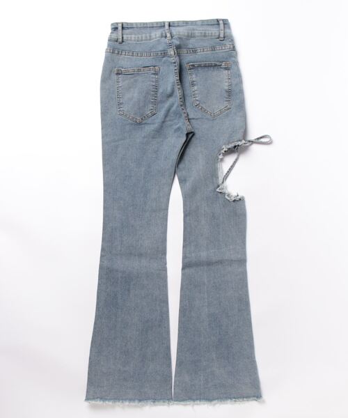 「almo」 ブーツカットデニムパンツ LARGE ブルー レディース_画像2