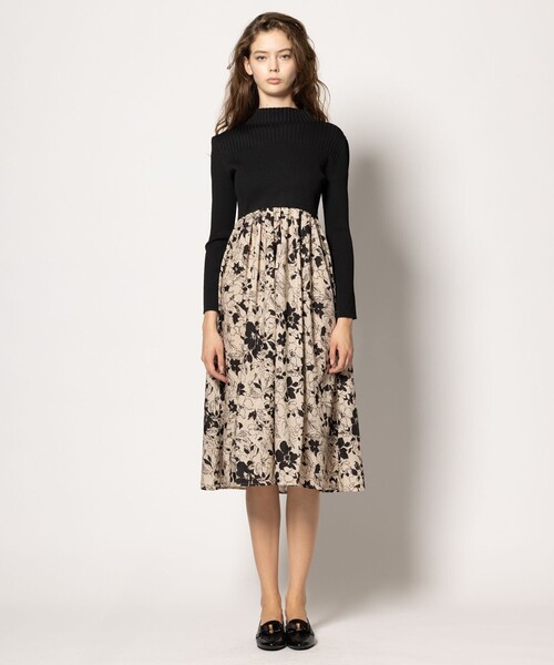 「TOCCA」 ドッキングワンピース MEDIUM ブラック レディースの画像