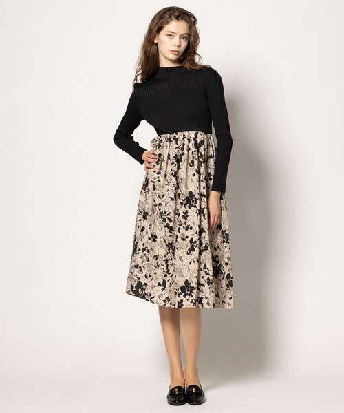 「TOCCA」 ドッキングワンピース MEDIUM ブラック レディースの画像