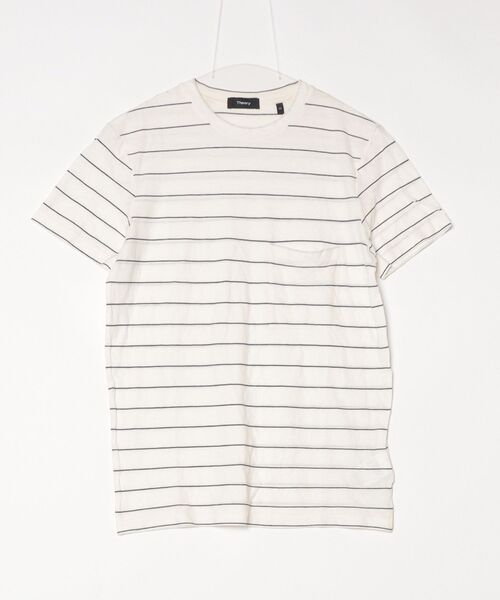 Theory ボーダー 半袖ニット theory（セオリー） 」 ボーダー柄半袖Tシャツ X-SMALL ホワイト