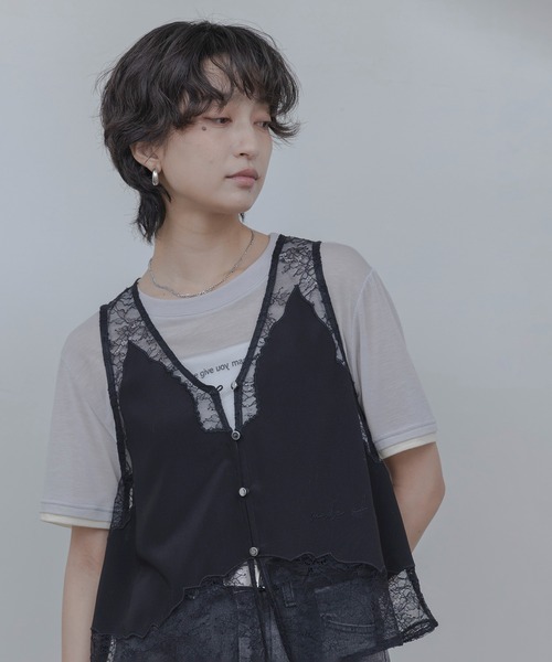 ベスト ジレ レースエンブロランジェリージレ レディースの画像