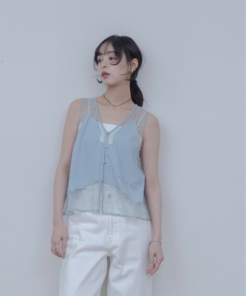 ベスト ジレ レースエンブロランジェリージレ レディースの画像