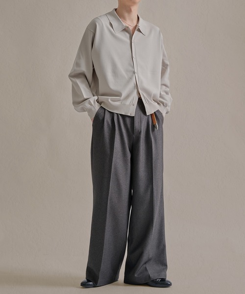 Y’s for men ダークグレー 2タックスラックス M ワイズフォーメン Y's for men 12 Tuck Pants （Black） -FASCINATE