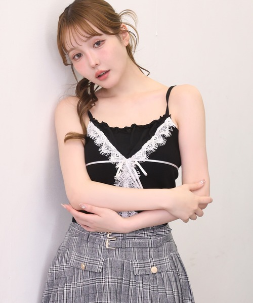 定価¥14,040★新品未使用★レースニットキャミ セール】レースニットキャミ＆カーデSET（ニット/セーター）｜Kastane