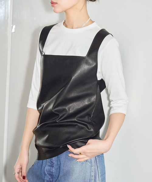 CITYSHOP（シティショップ） ブラウス シャツ FAUX LEATHER TOPS 