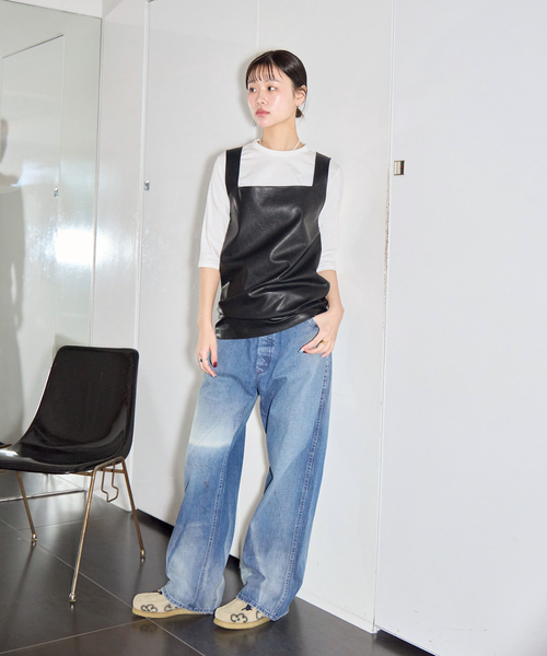 CITYSHOP（シティショップ） ブラウス シャツ FAUX LEATHER TOPS 
