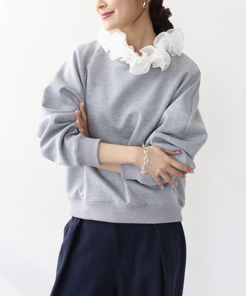 Jines（ジネス） tシャツ フリル衿付きダンボールトップス レディース