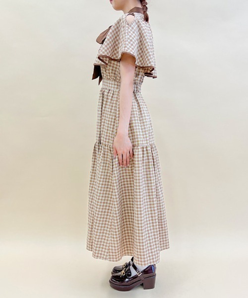 「axes femme POETIQUE」 ノースリーブワンピース MEDIUM ブラウン レディース_画像2