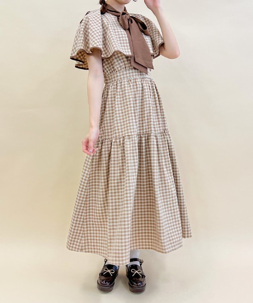 「axes femme POETIQUE」 ノースリーブワンピース MEDIUM ブラウン レディース_画像4